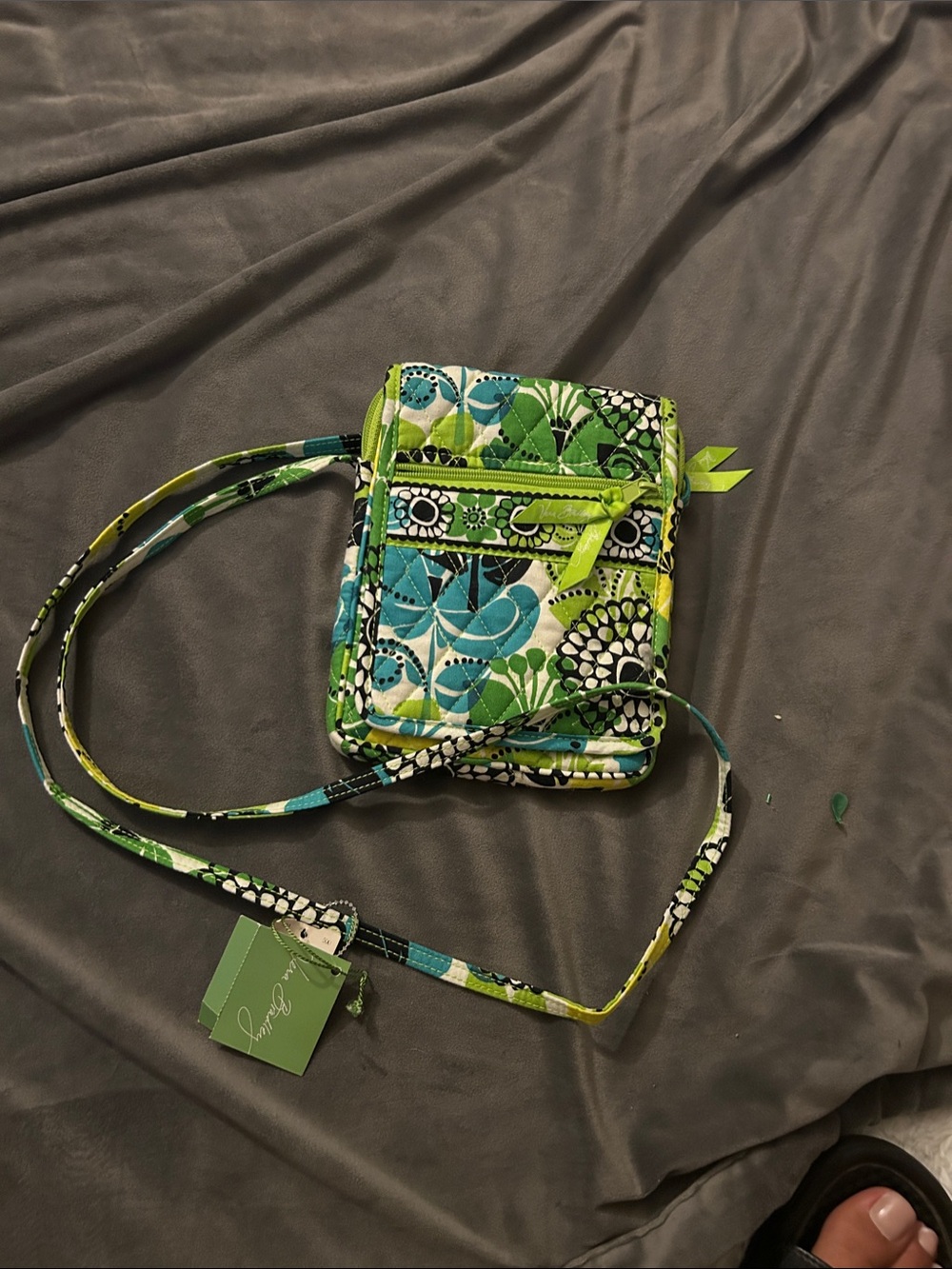 Vera Bradley Floral Quilted Crossbody in Blue & Green
